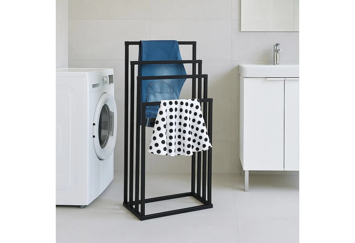 relaxdays Handtuchständer mit 4 Stangen Schwarz Modern - Bild 3