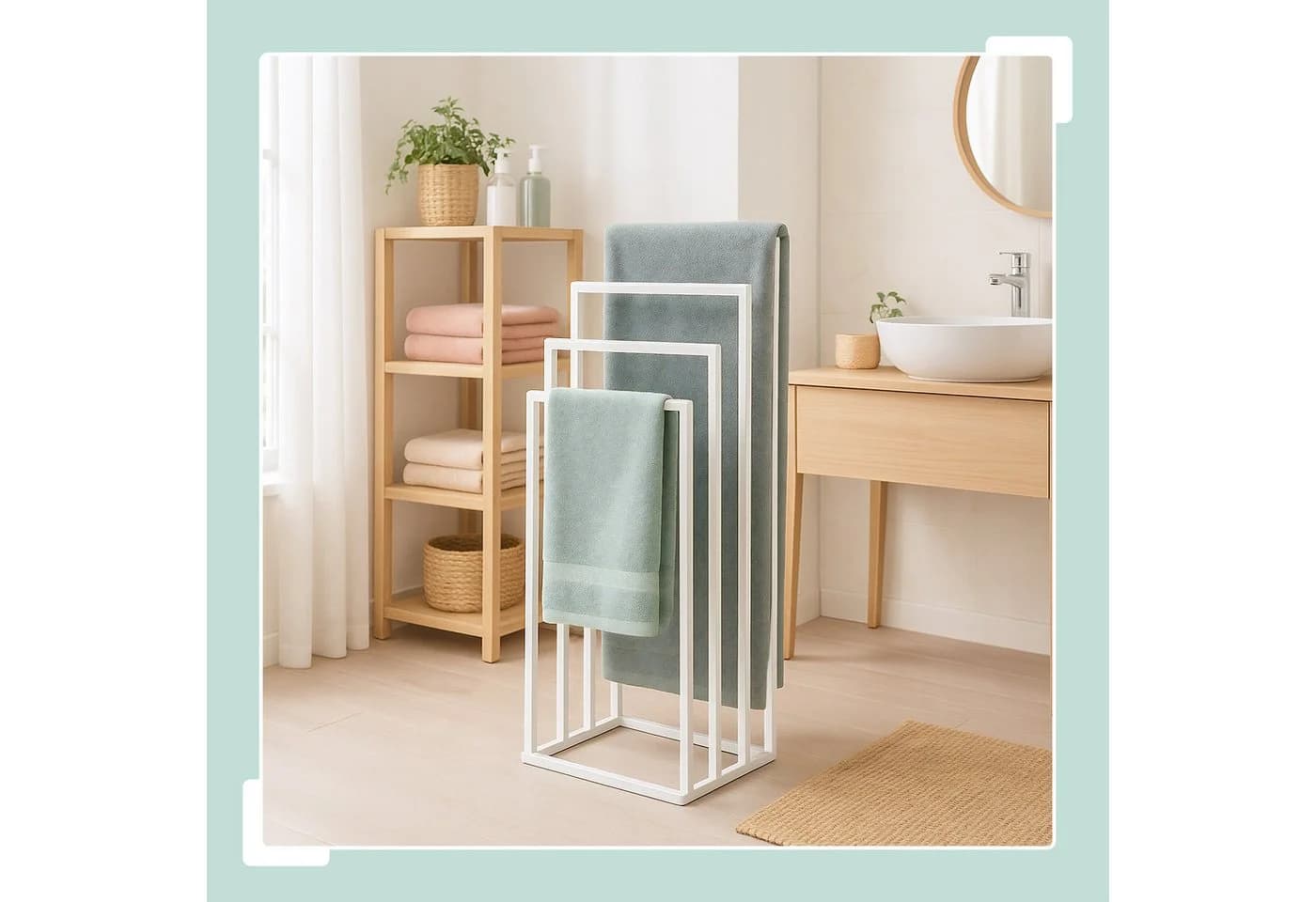 relaxdays Handtuchständer 4 Stangen Weiß Modern
