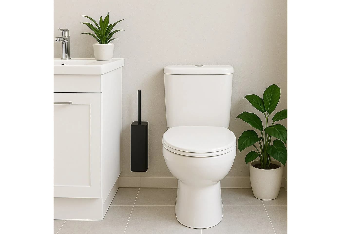 relaxdays Toilettenbürste zur Wandmontage Schwarz Edelstahl