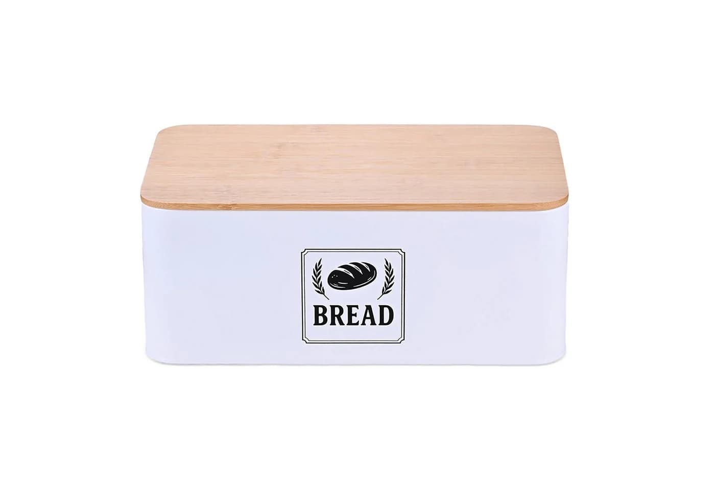 relaxdays Brotkasten mit Bambusdeckel Retro-Design Weiß - Bild 2