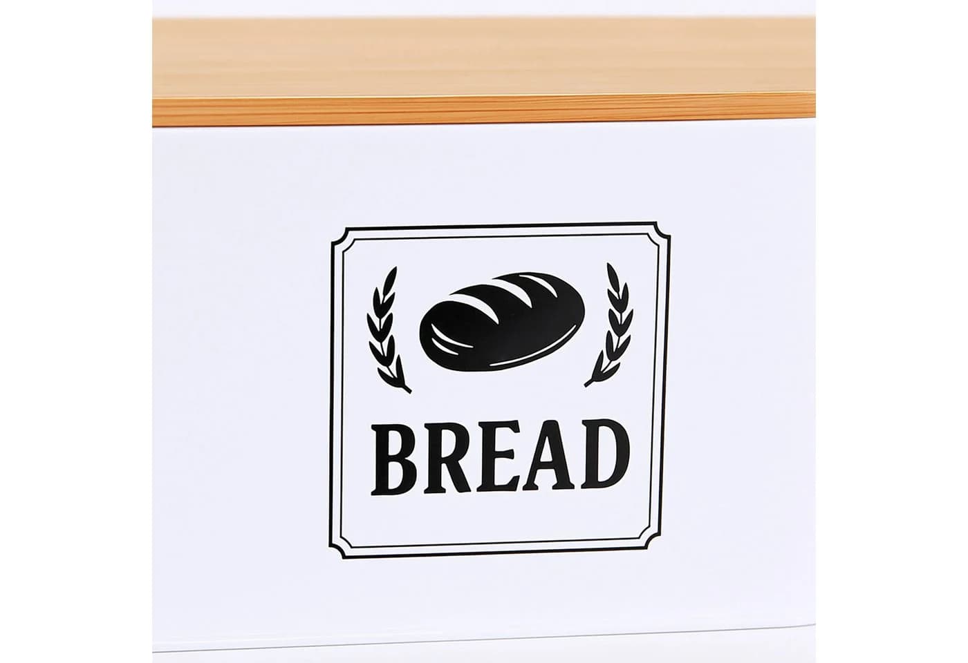 relaxdays Brotkasten mit Bambusdeckel Retro-Design Weiß - Bild 5