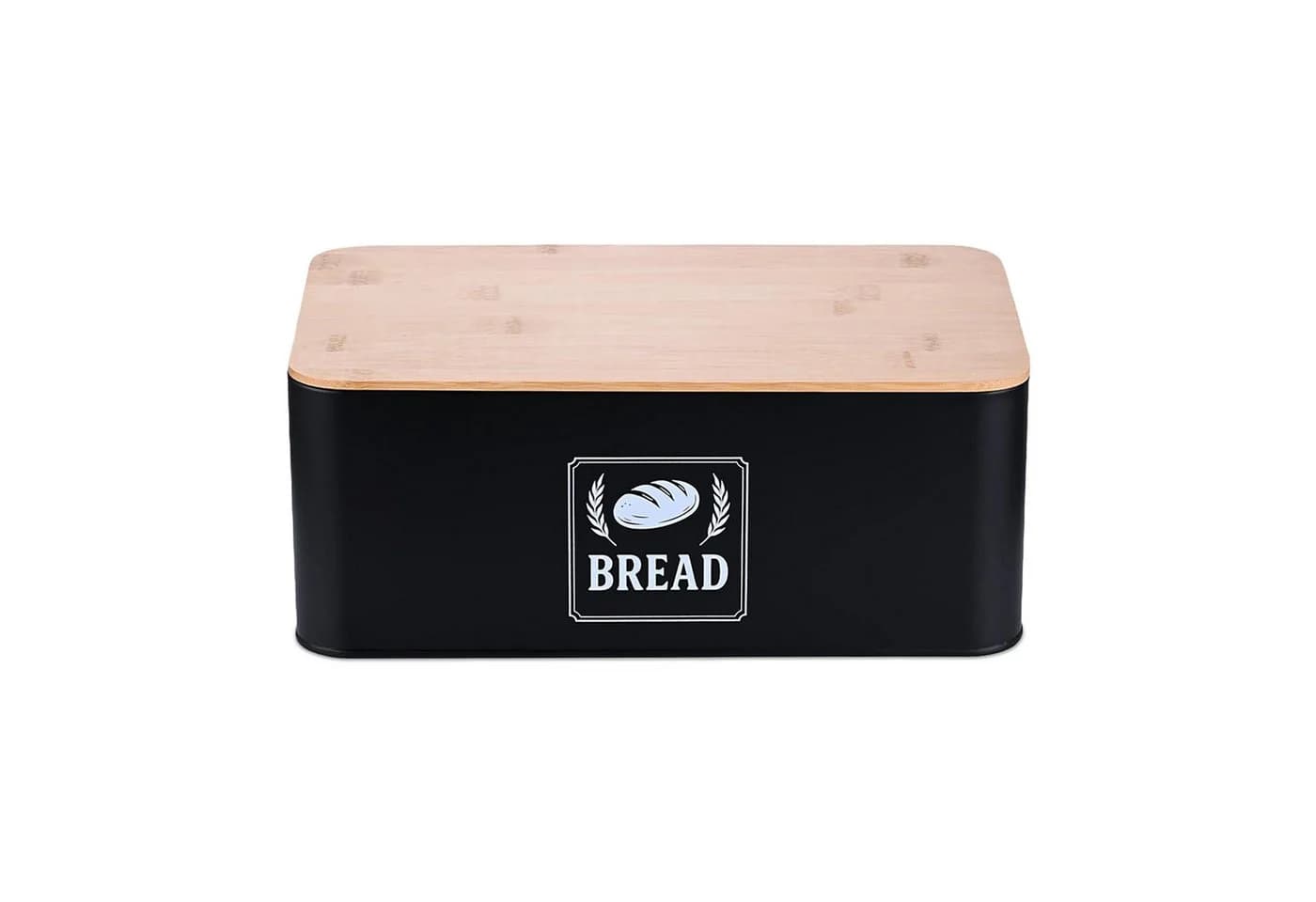 relaxdays Brotkasten Retro Schwarz mit Bambusdeckel - Bild 2