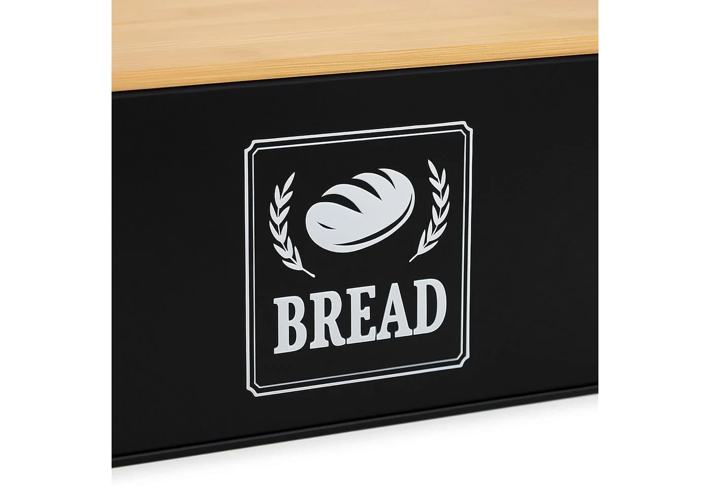 relaxdays Brotkasten Retro Schwarz mit Bambusdeckel - Bild 5