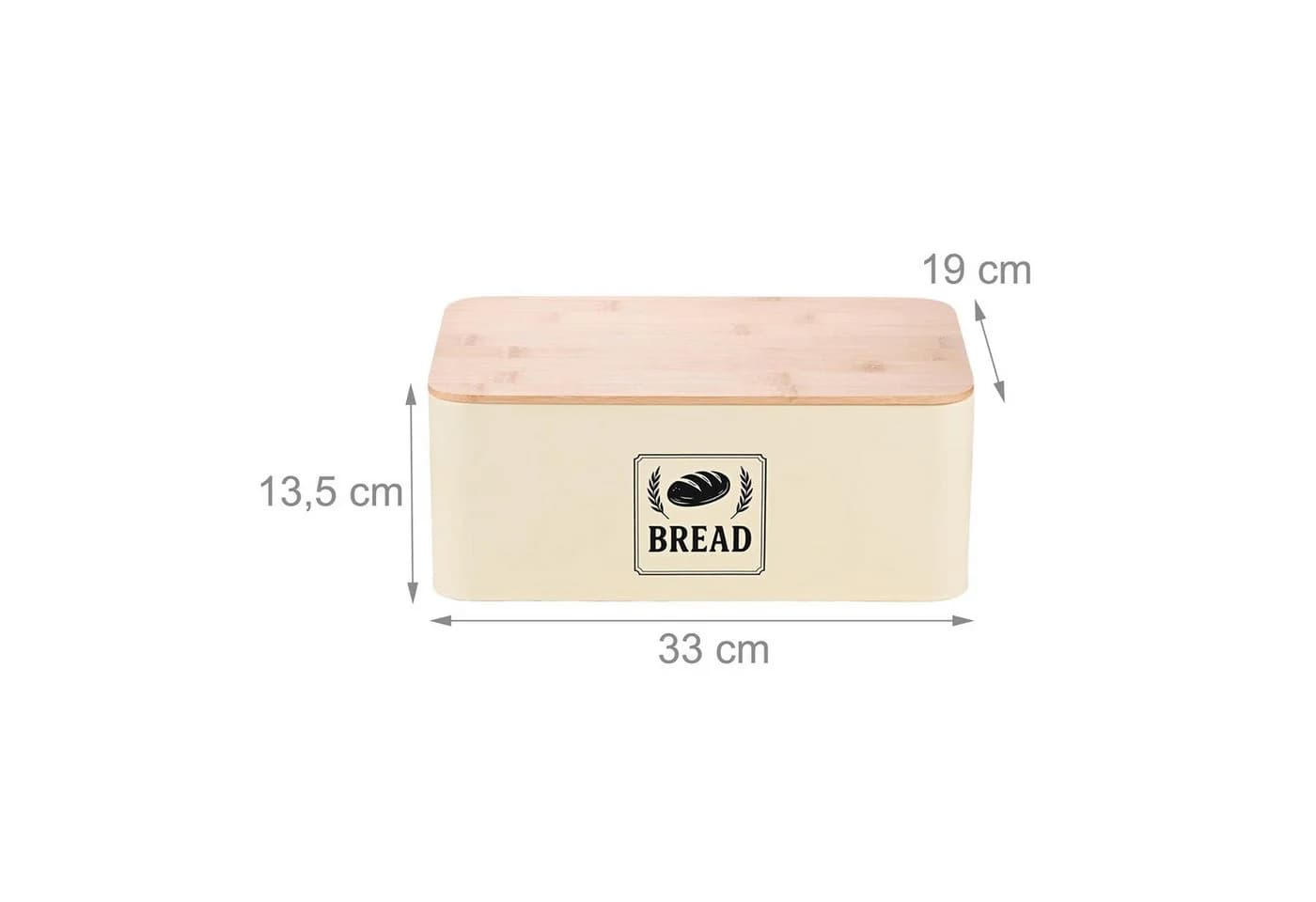 relaxdays Brotkasten mit Bambusdeckel Retro-Design Eisen Beige - Bild 4