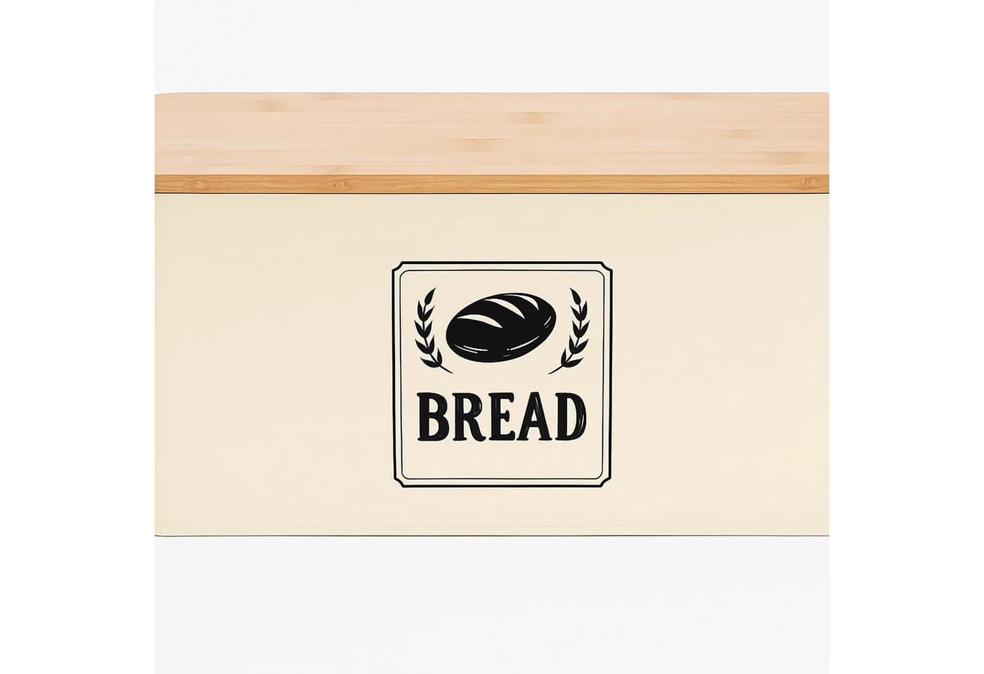 relaxdays Brotkasten mit Bambusdeckel Retro-Design Eisen Beige - Bild 5