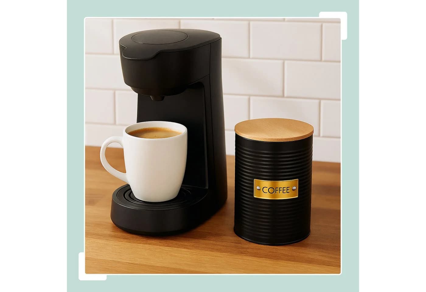 relaxdays Kaffeedose mit Bambusdeckel Schwarz Stahl - Bild 3