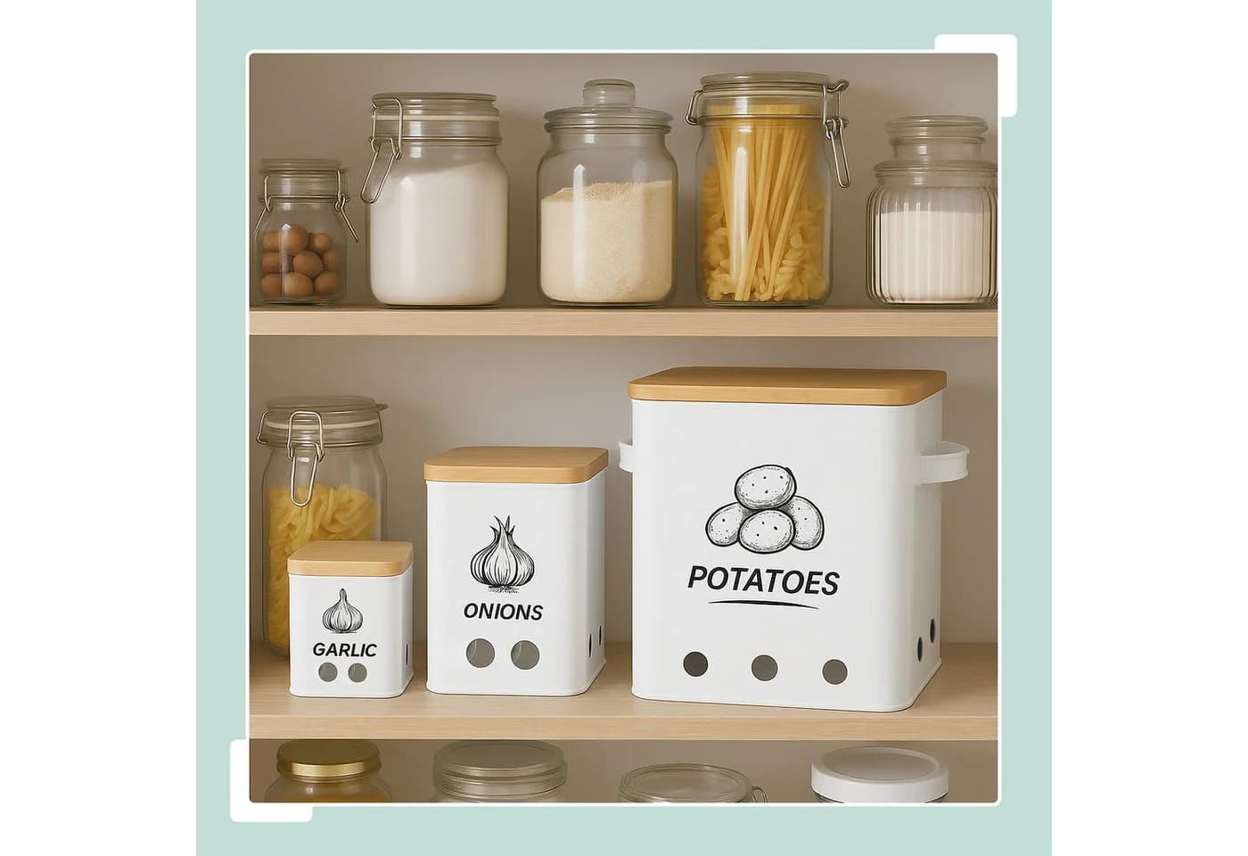 relaxdays Vorratsdose 3er Set Kartoffel Aufbewahrungsbox Eisen Weiß