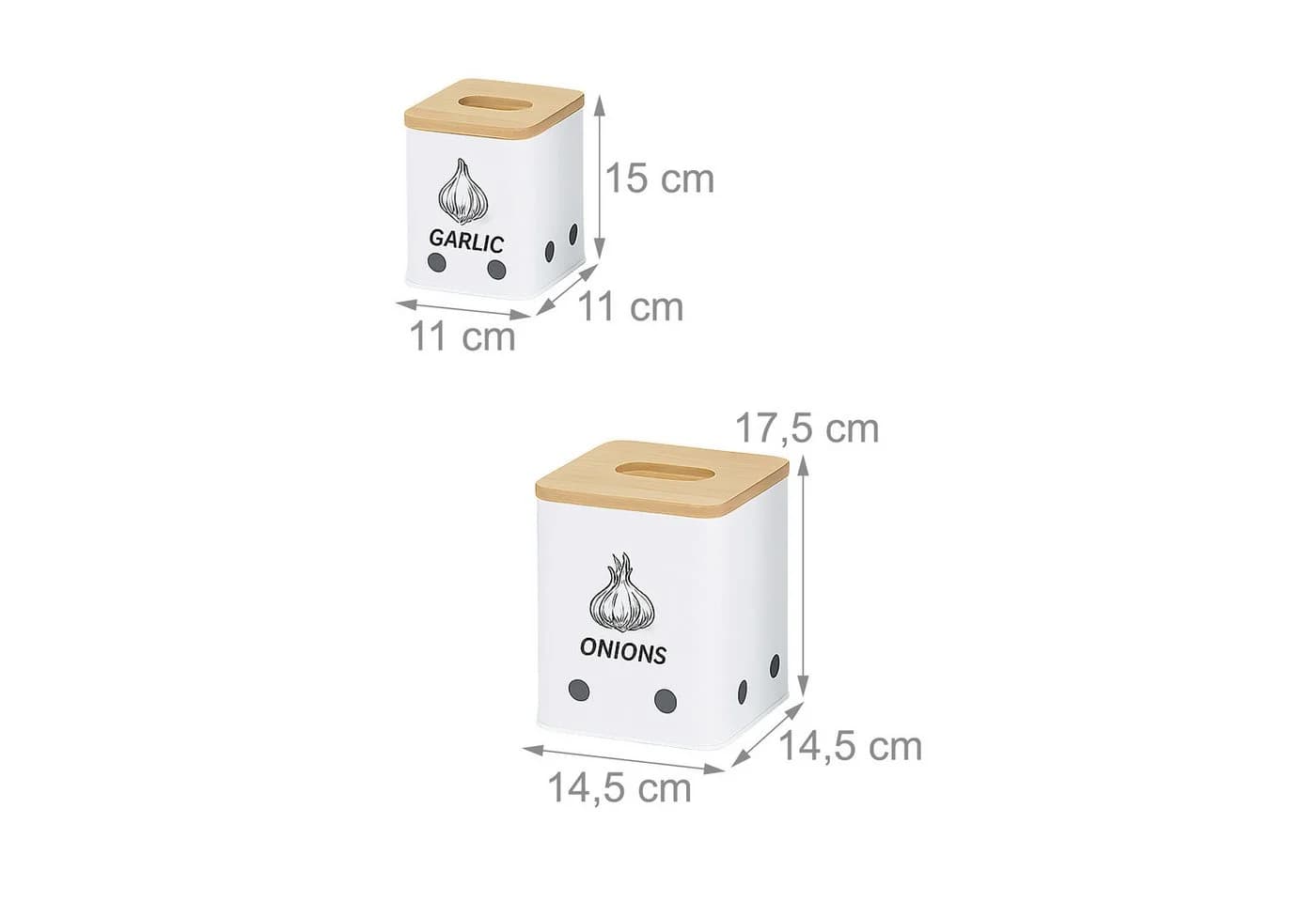 relaxdays Vorratsdose 3er Set Kartoffel Aufbewahrungsbox Eisen Weiß - Bild 4