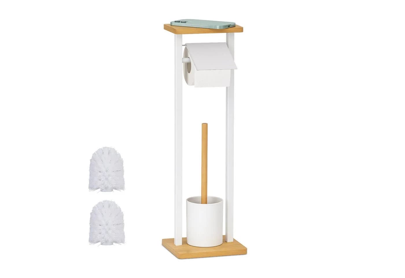relaxdays WC-Garnitur mit Ablage & Toilettenbürste Weiß - Bild 2