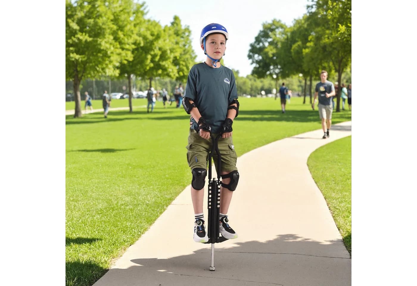 relaxdays Pogo Stick für Kinder bis 60 kg Schwarz Silber