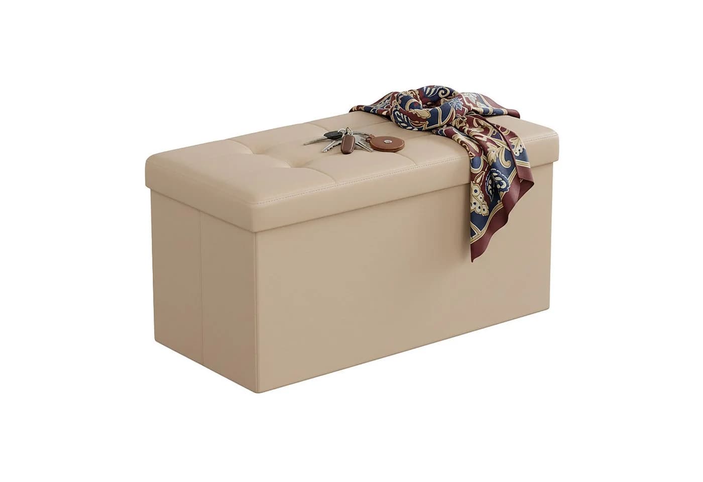 relaxdays Sitzbank Faltbare Kunstleder Beige - Bild 2