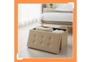 relaxdays Sitzbank Faltbare Kunstleder Beige Bild 5