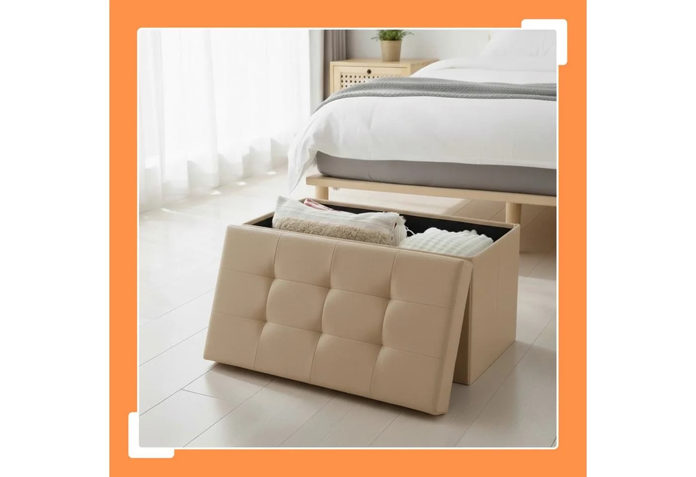 relaxdays Sitzbank Faltbare Kunstleder Beige - Bild 5