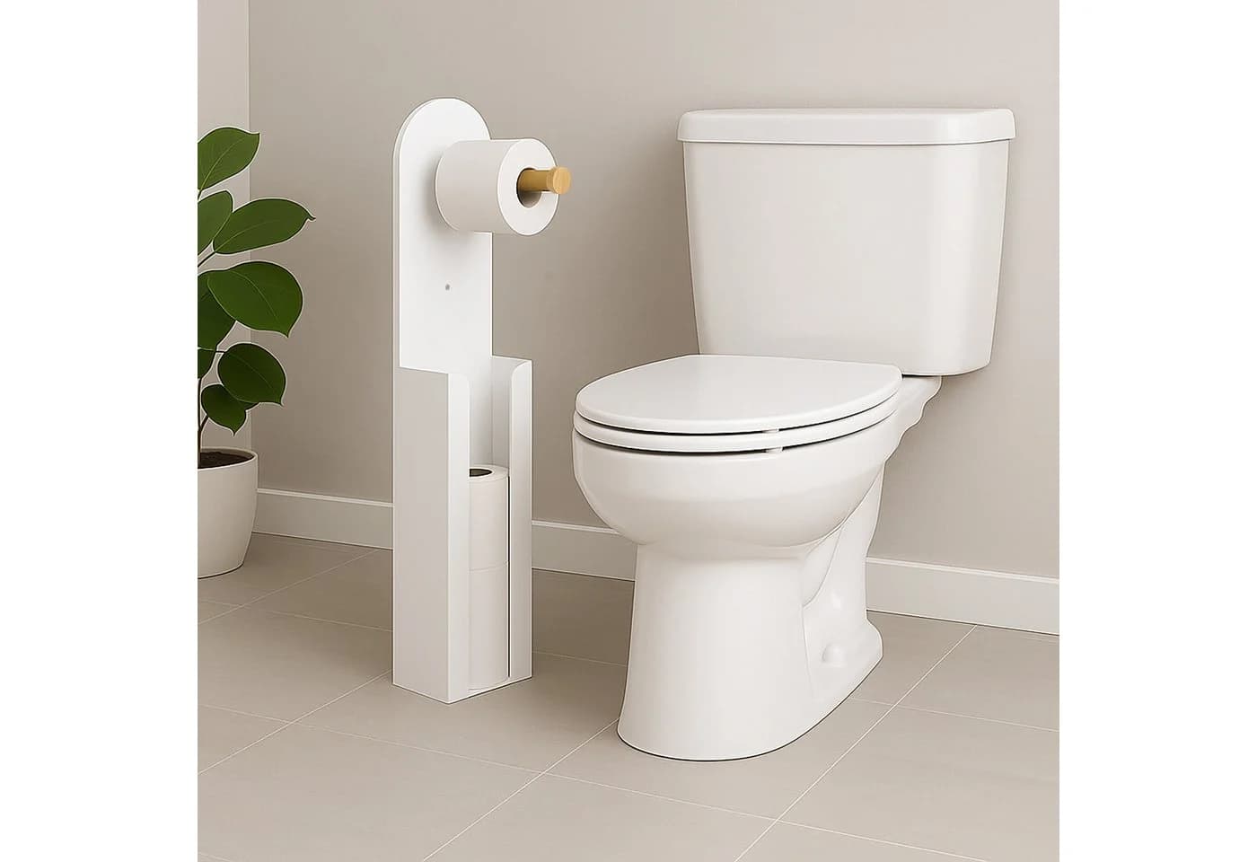 Moderner Toilettenpapierhalter aus Bambus und Metall - Bild 3