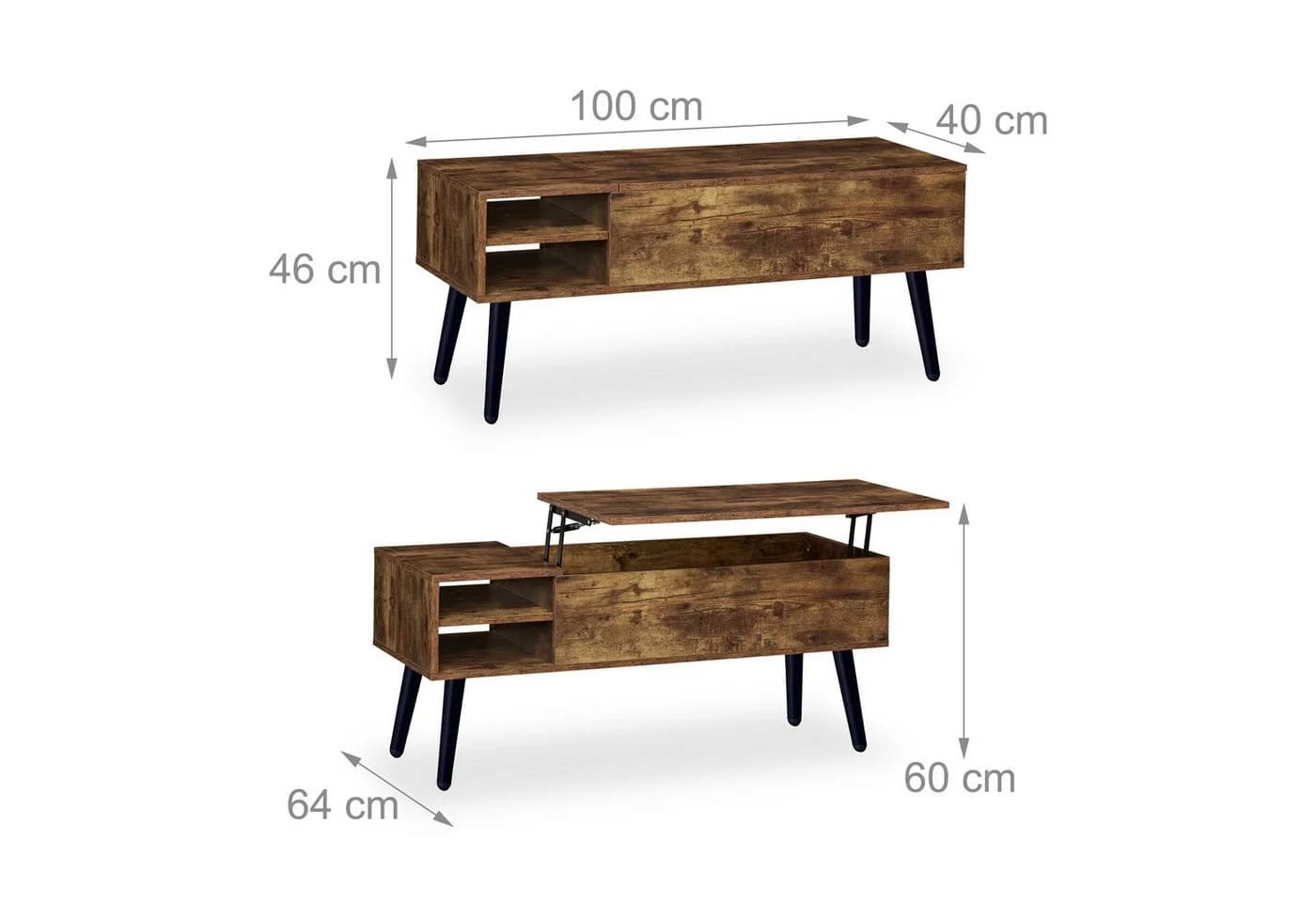 relaxdays Couchtisch mit Stauraum, Holzoptik, Industrial-Design - Bild 4