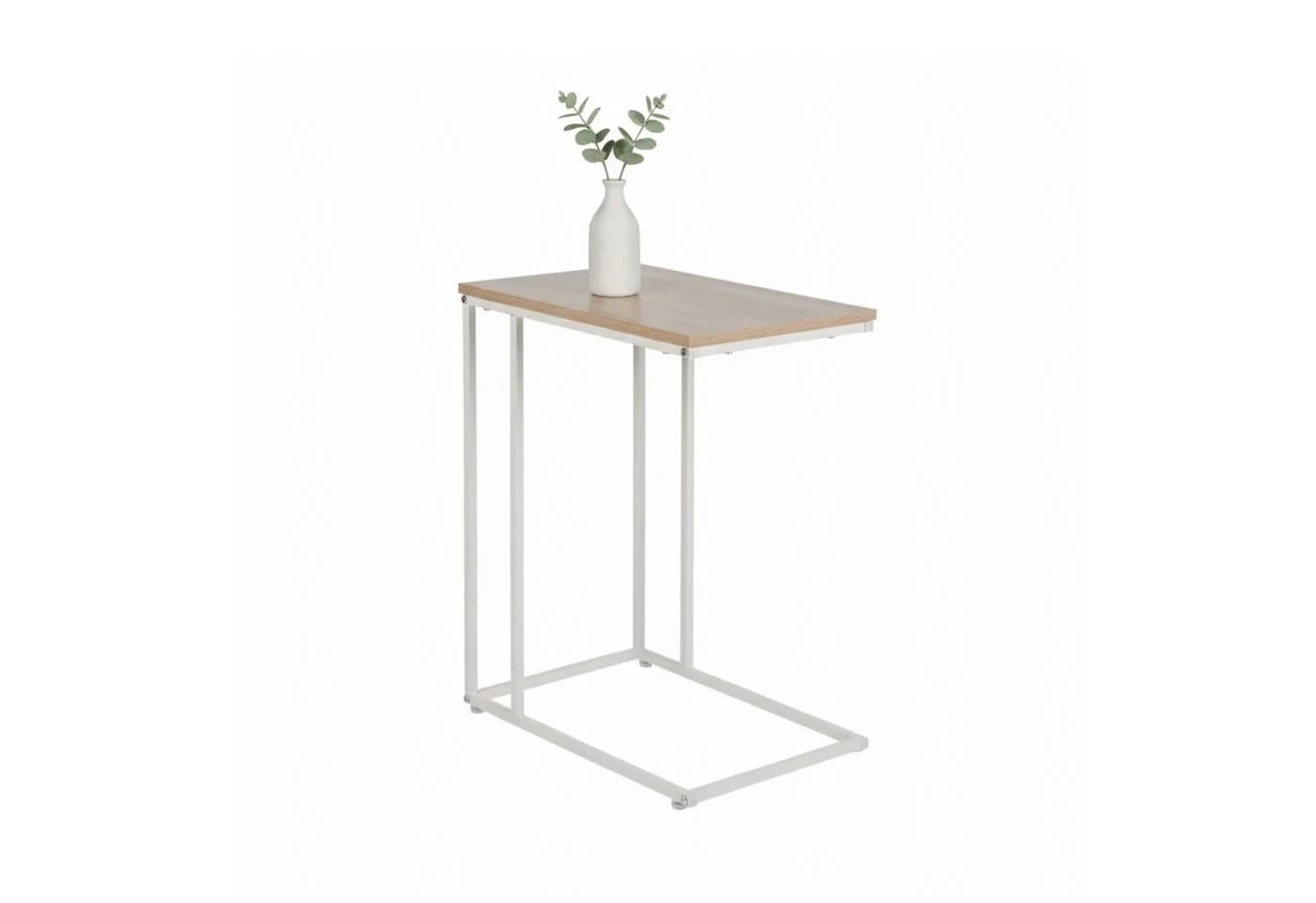 relaxdays Beistelltisch in C-Form, Weiss-braun, Industrial-Design - Bild 2