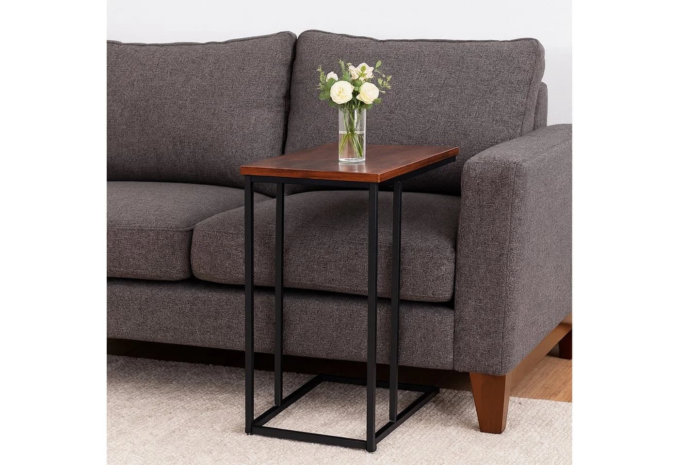 relaxdays Beistelltisch C-Form Industrial-Schwarz