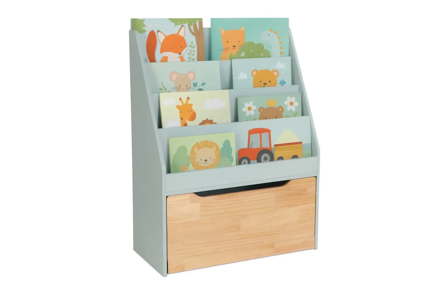 relaxdays Bücherregal Kinder mit Spielzeugkiste Mint - Bild 2