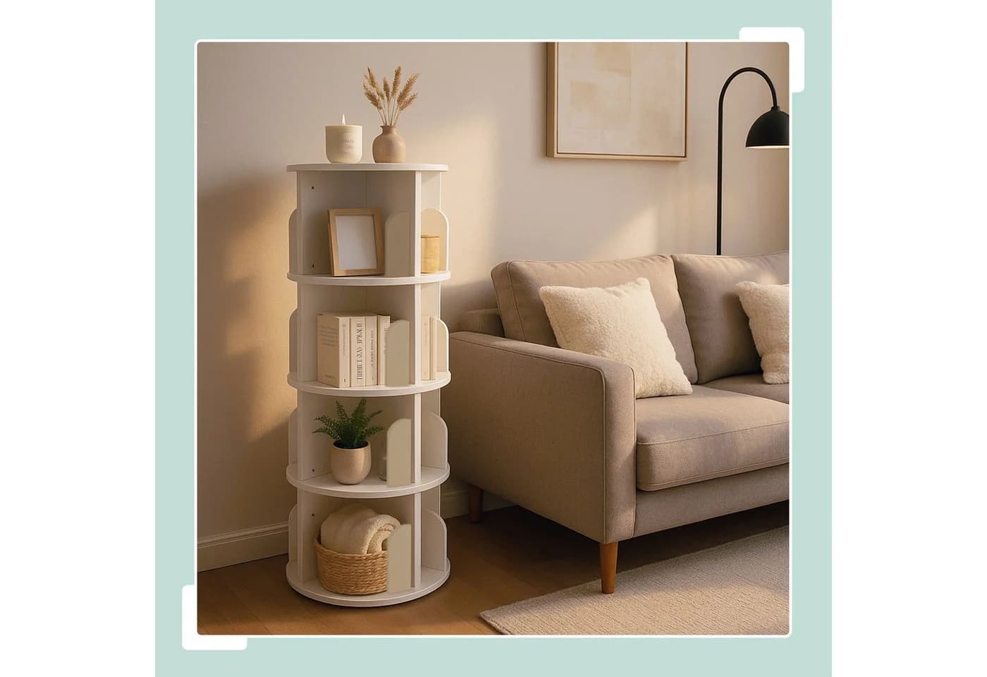 relaxdays Drehbares Bücherregal 4 Etagen Weiß