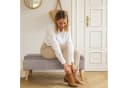 relaxdays Truhenbank Sitzbank Samt Creme Bild 3