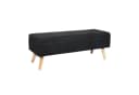 relaxdays Truhenbank Sitzbank mit Stauraum Leinenoptik Schwarz Bild 2