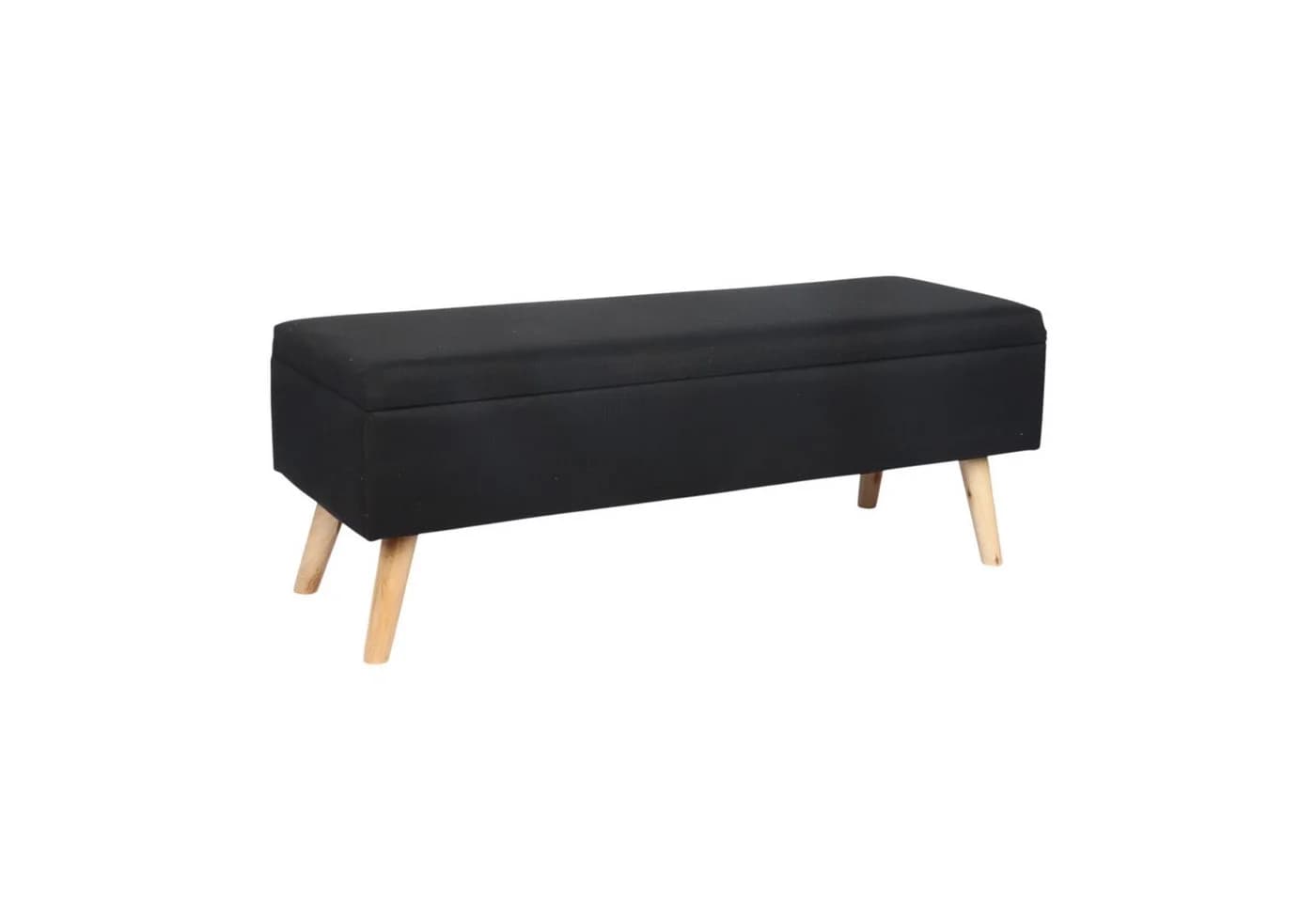 relaxdays Truhenbank Sitzbank mit Stauraum Leinenoptik Schwarz - Bild 2