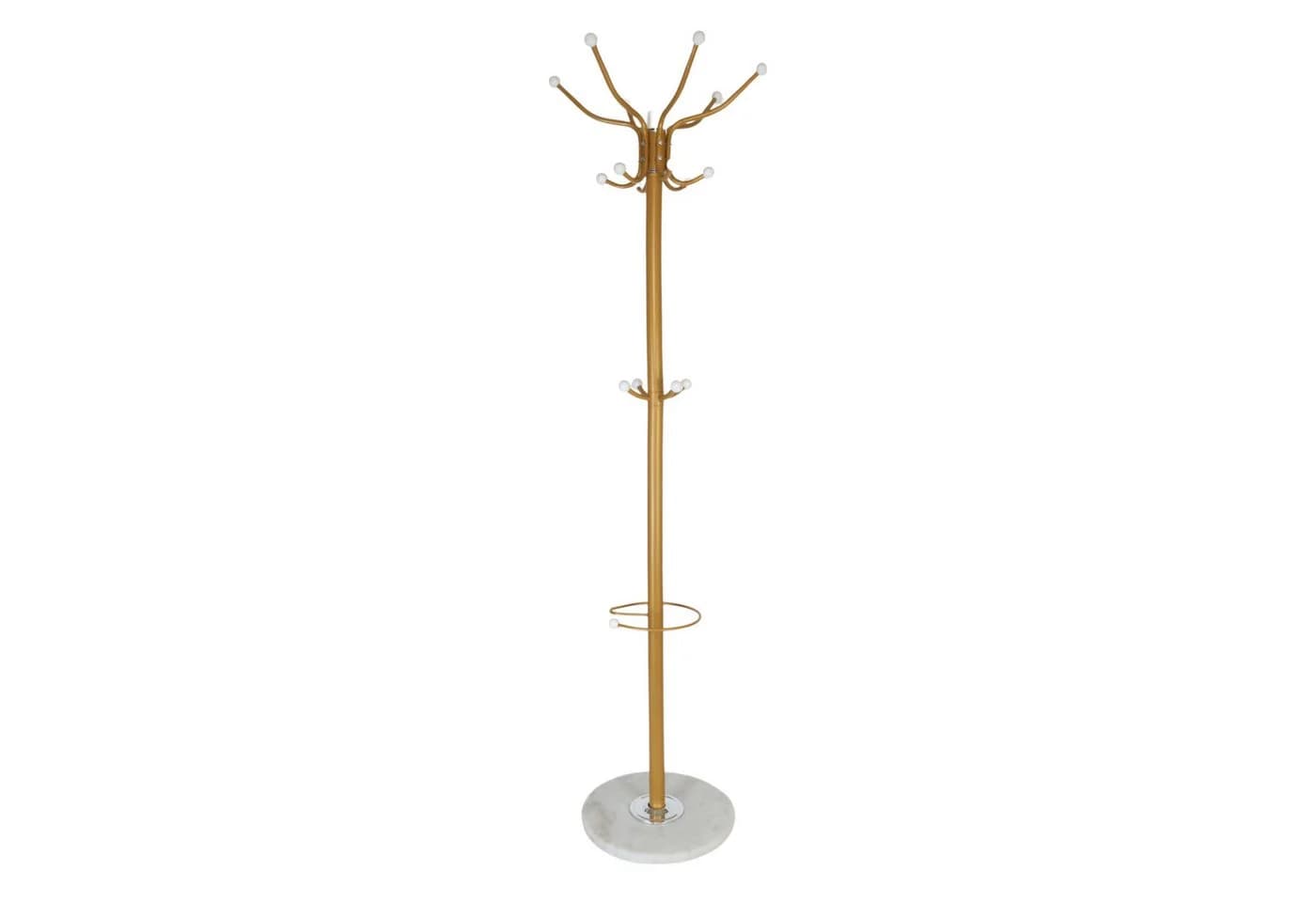 relaxdays Garderobenständer mit Schirmhalter 16 Haken Weiß/Gold - Bild 2