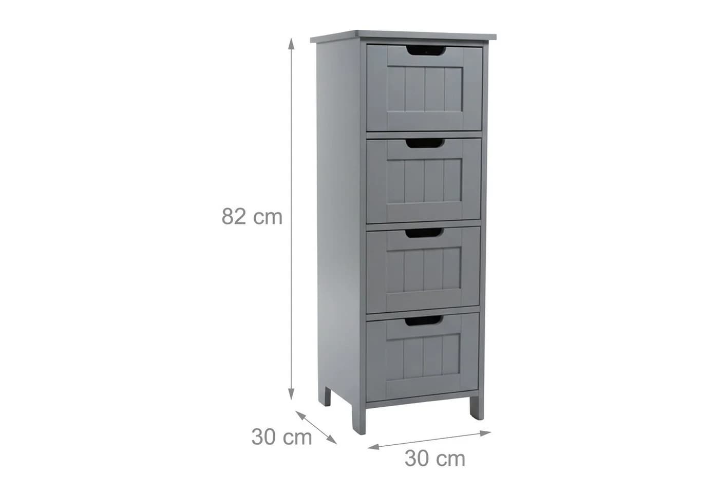 relaxdays Midischrank Badezimmerschrank 4 Schubladen grau - Bild 4