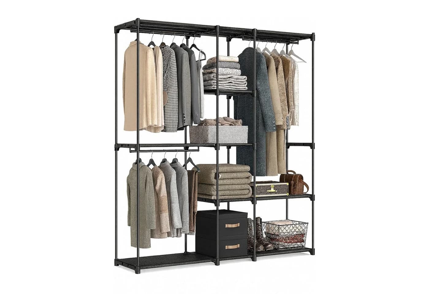 relaxdays Standregal Offene Garderobe Schwarz Metall - Bild 2