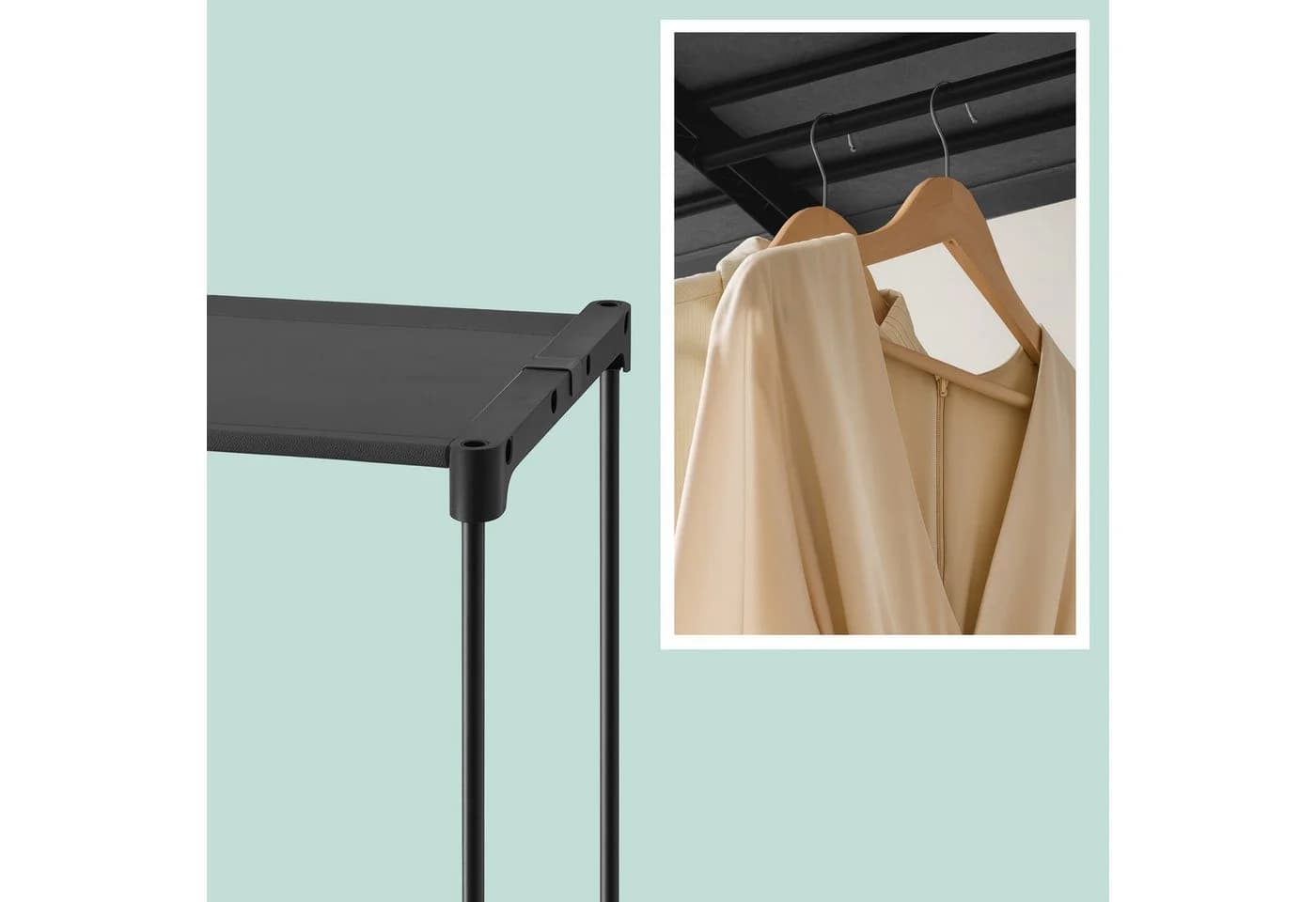 relaxdays Standregal Offene Garderobe Schwarz Metall - Bild 5