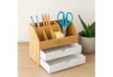 relaxdays Schreibtisch Organizer Bambus mit 2 Schubladen Bild 1