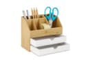 relaxdays Schreibtisch Organizer Bambus mit 2 Schubladen Bild 2