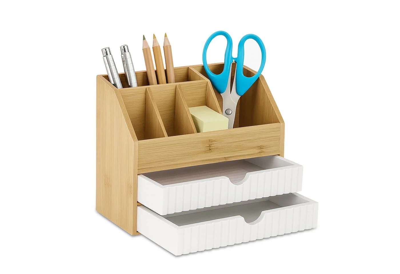 relaxdays Schreibtisch Organizer Bambus mit 2 Schubladen - Bild 2