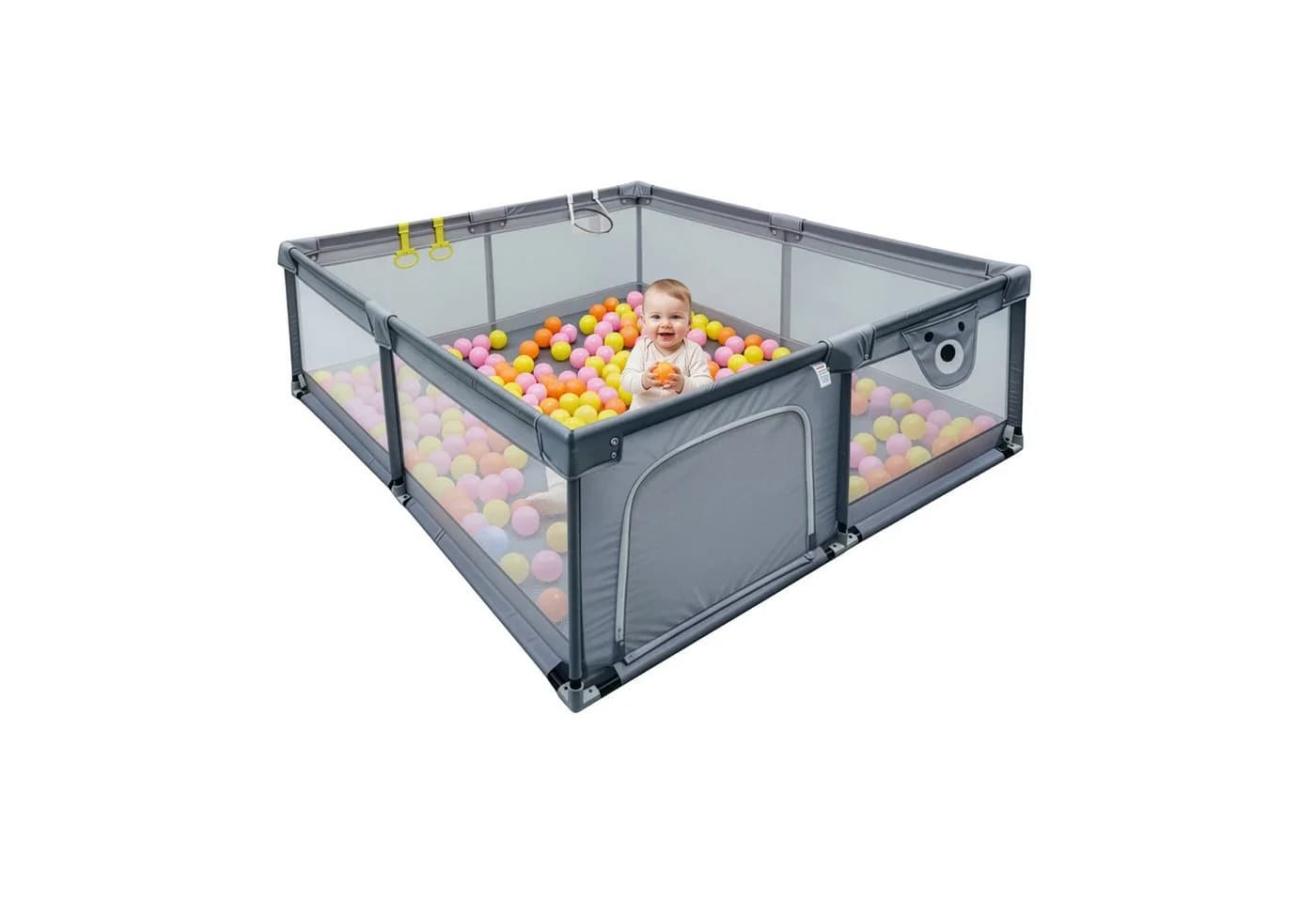 relaxdays Laufgitter Laufstall Baby Grau mit 50 Bällen - Bild 2
