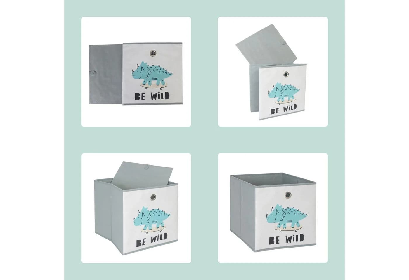 RELAXDAYS Faltbox Kinder Aufbewahrungsboxen 3er Set Bunt Tier-Motive - Bild 5