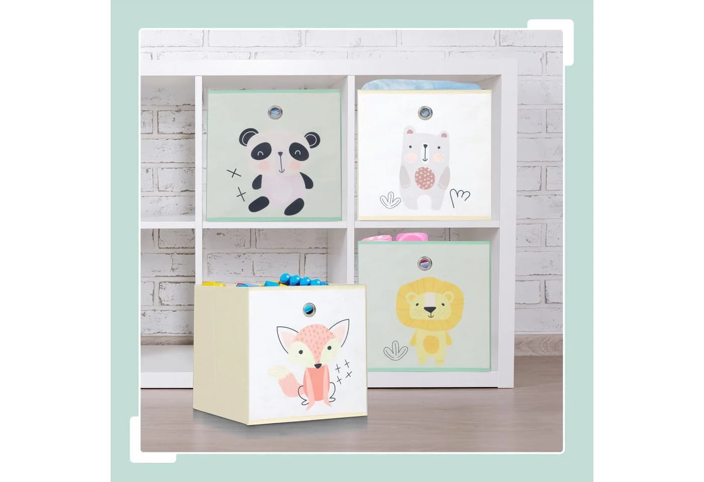 relaxdays Faltbox Kinder Aufbewahrungsboxen 4er Set Bunt