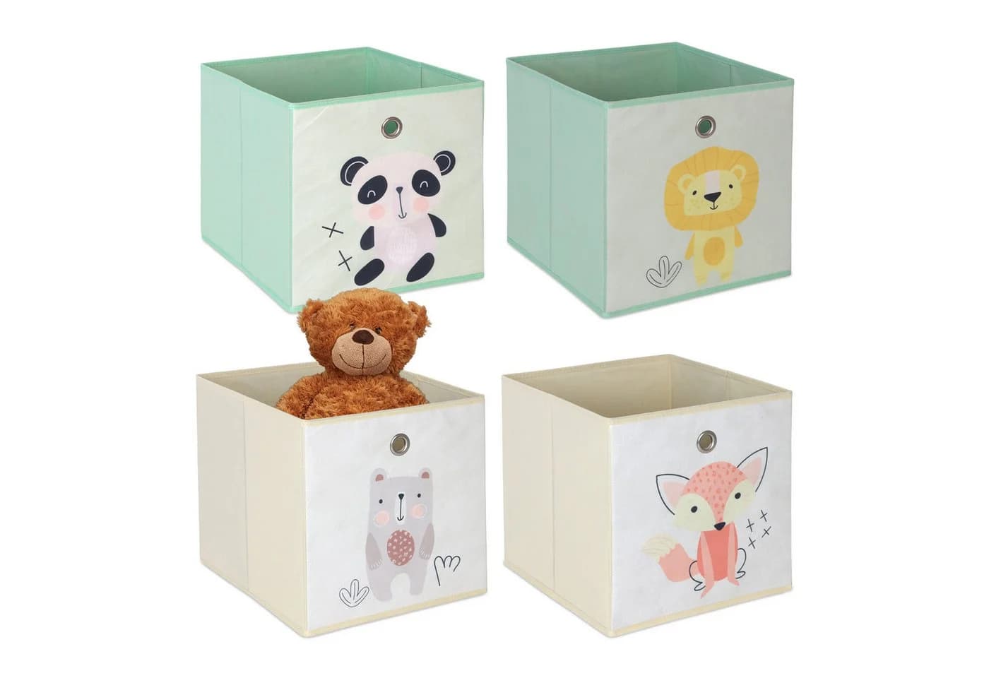relaxdays Faltbox Kinder Aufbewahrungsboxen 4er Set Bunt - Bild 2