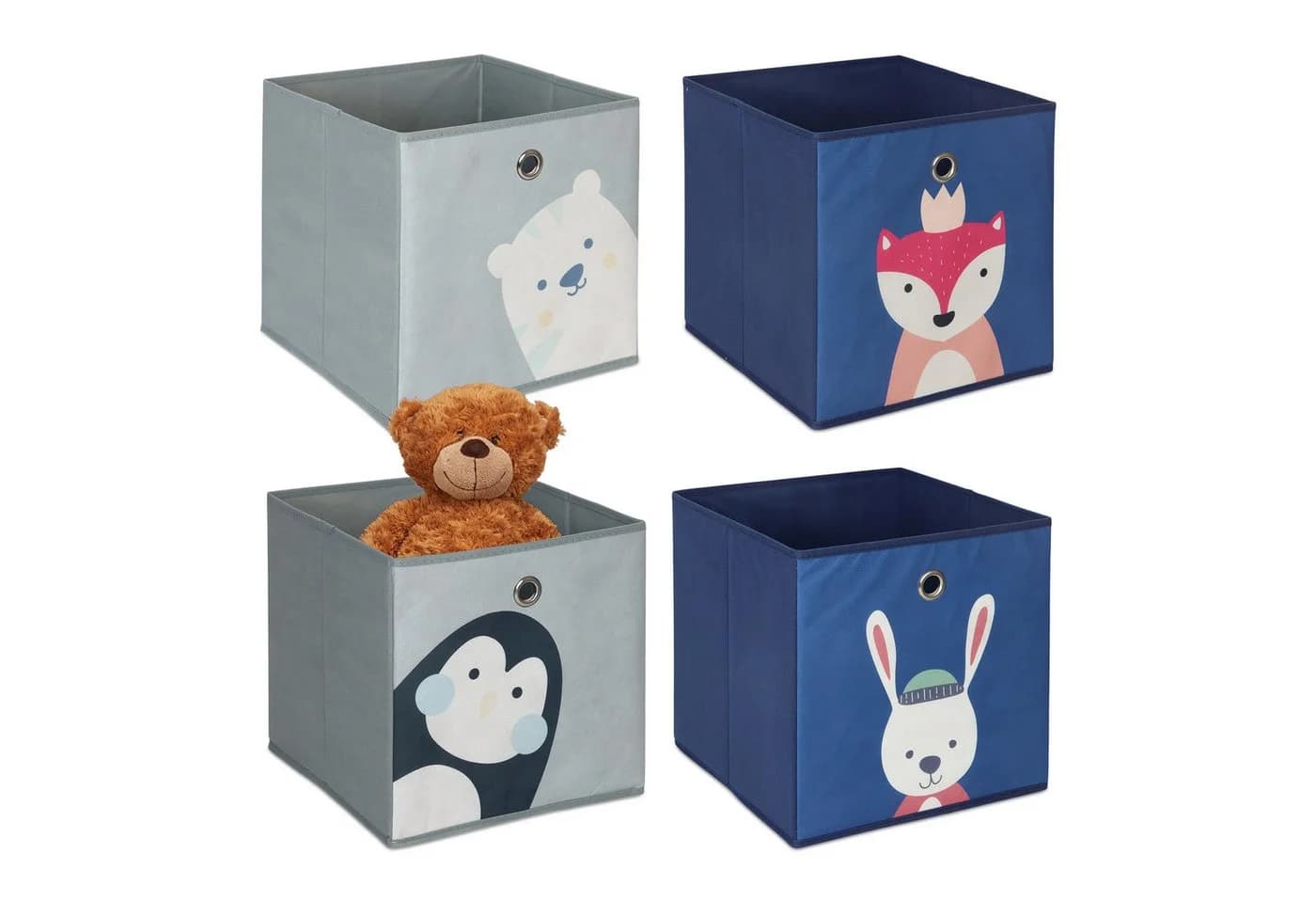 relaxdays Faltbox Kinder Aufbewahrungsboxen 4er Set Bunt - Bild 2