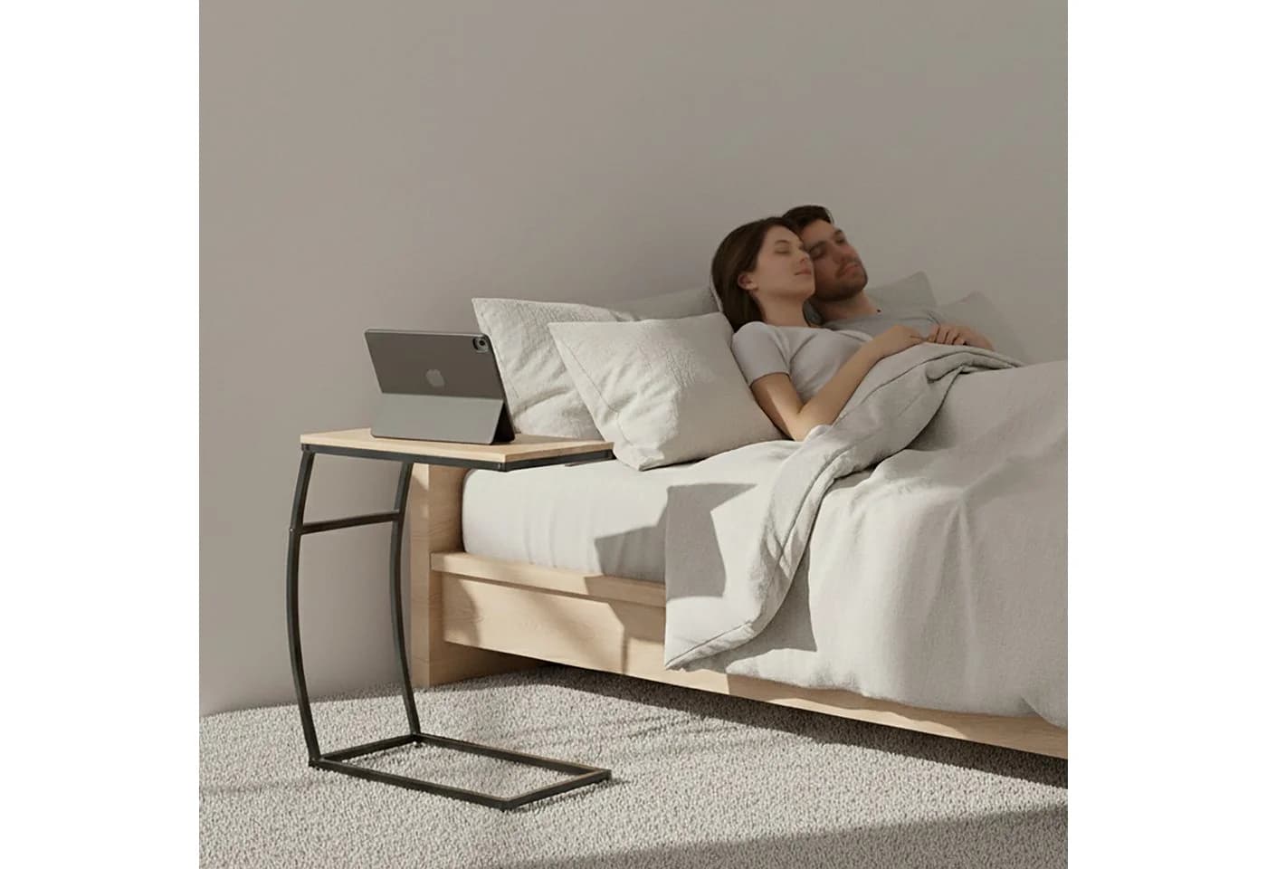 relaxdays Beistelltisch C-Form Holzoptik Schwarz - Bild 3