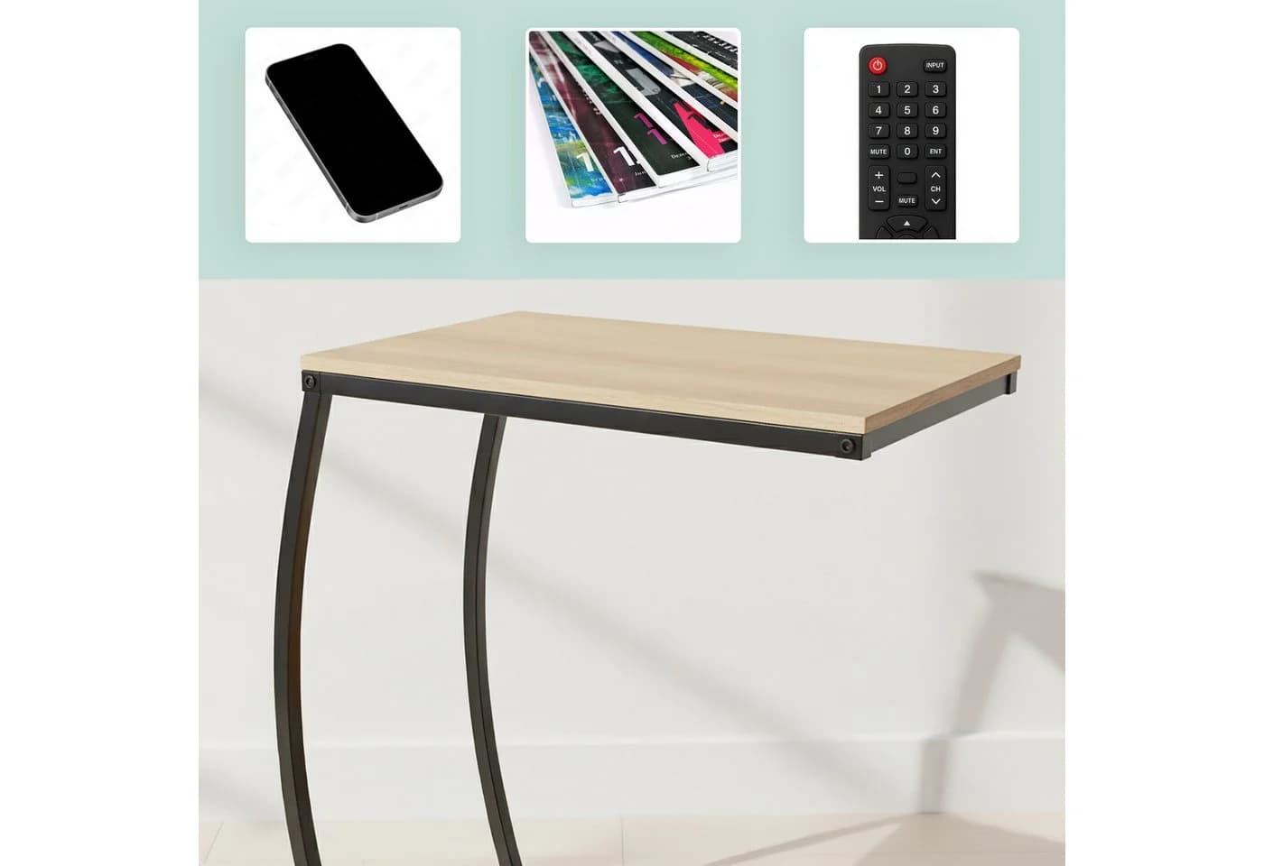 relaxdays Beistelltisch C-Form Holzoptik Schwarz - Bild 5