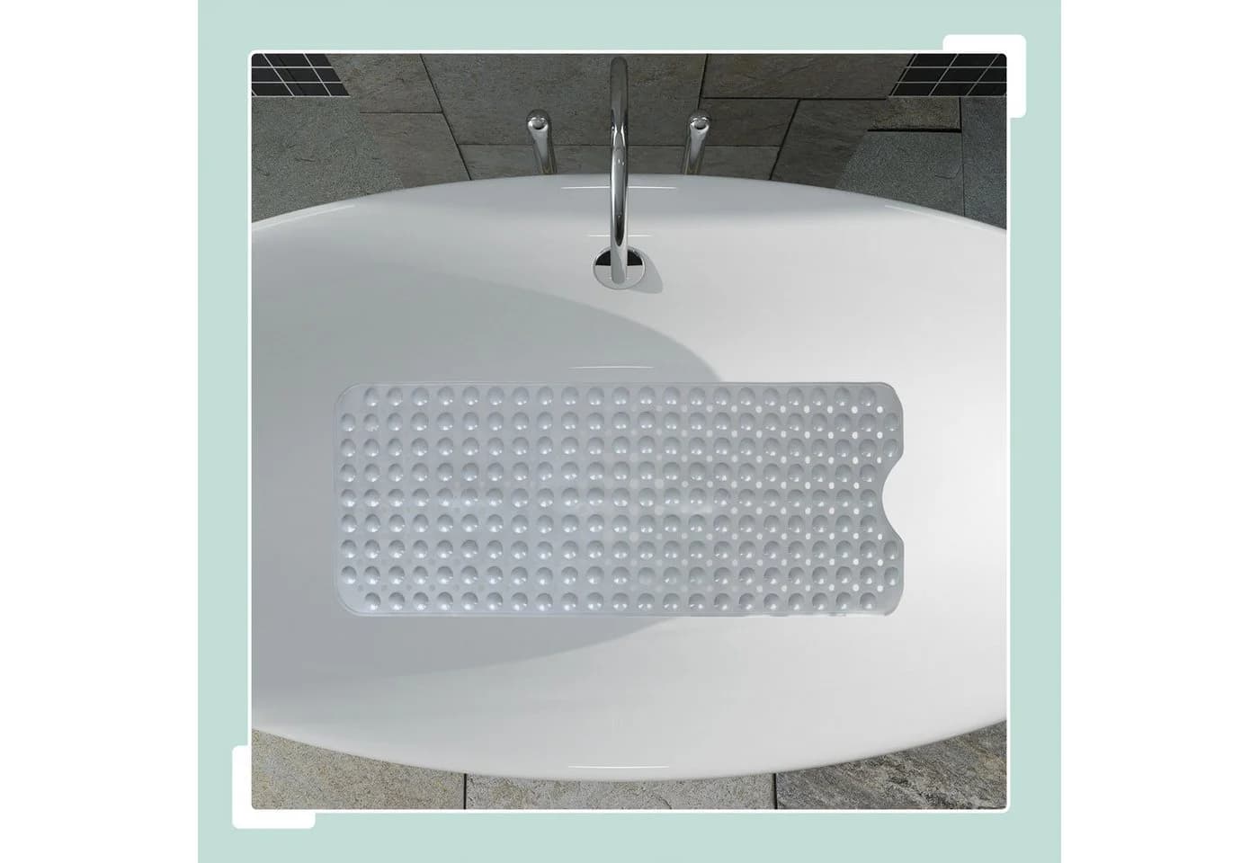 relaxdays Duschmatte Badewannenmatte XXL Grau Rutschfest PVC