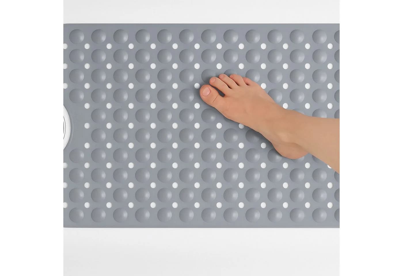 relaxdays Duschmatte Badewannenmatte XXL Grau Rutschfest PVC - Bild 3