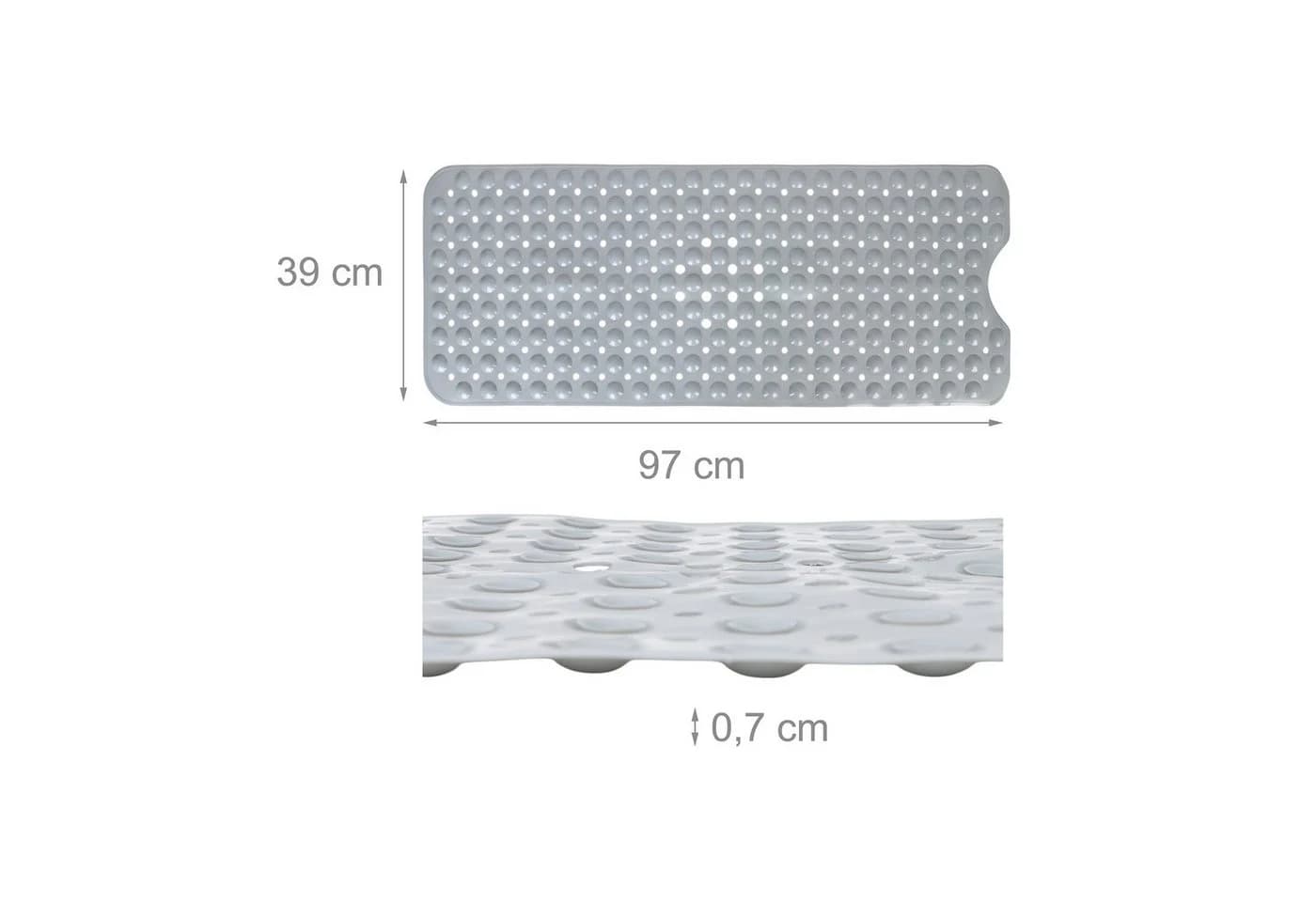 relaxdays Duschmatte Badewannenmatte XXL Grau Rutschfest PVC - Bild 4