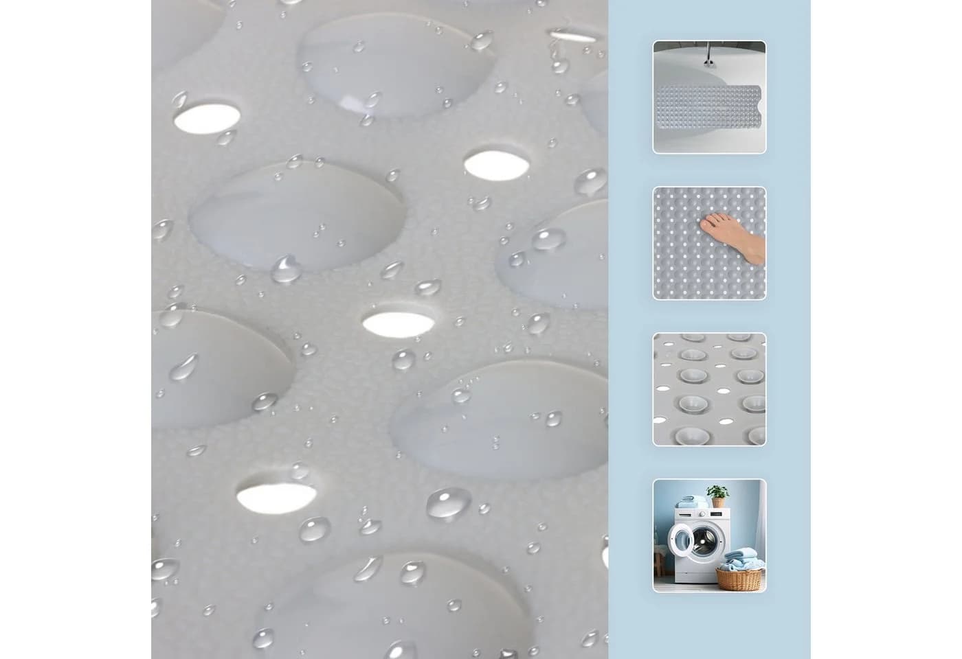 relaxdays Duschmatte Badewannenmatte XXL Grau Rutschfest PVC - Bild 5
