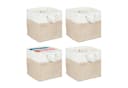 relaxdays Aufbewahrungskorb Leinen 4er Set Beige Bild 2