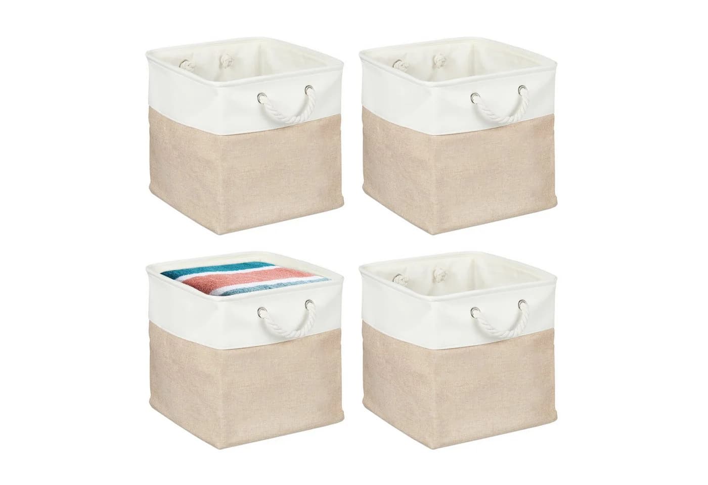 relaxdays Regalkorb Aufbewahrungskorb Leinen 4er Set Beige - Bild 2