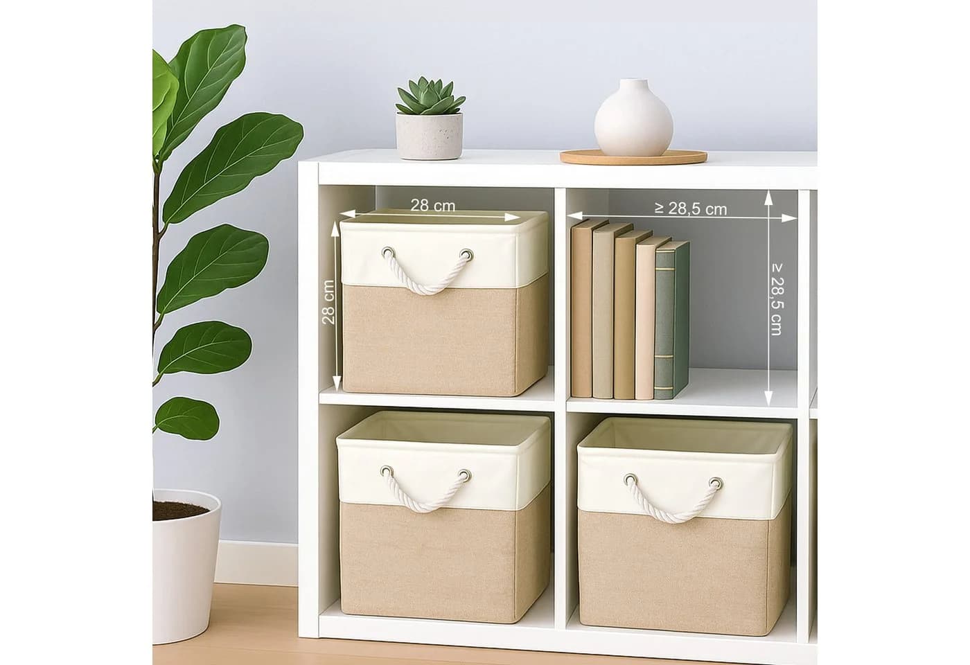 relaxdays Regalkorb Aufbewahrungskorb Leinen im 3er Set, Beige - Bild 5