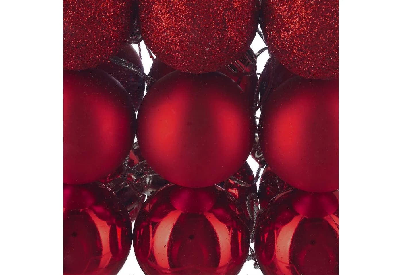 relaxdays Weihnachtsbaumkugel 50er Set Rot Silber Kunststoff - Bild 5