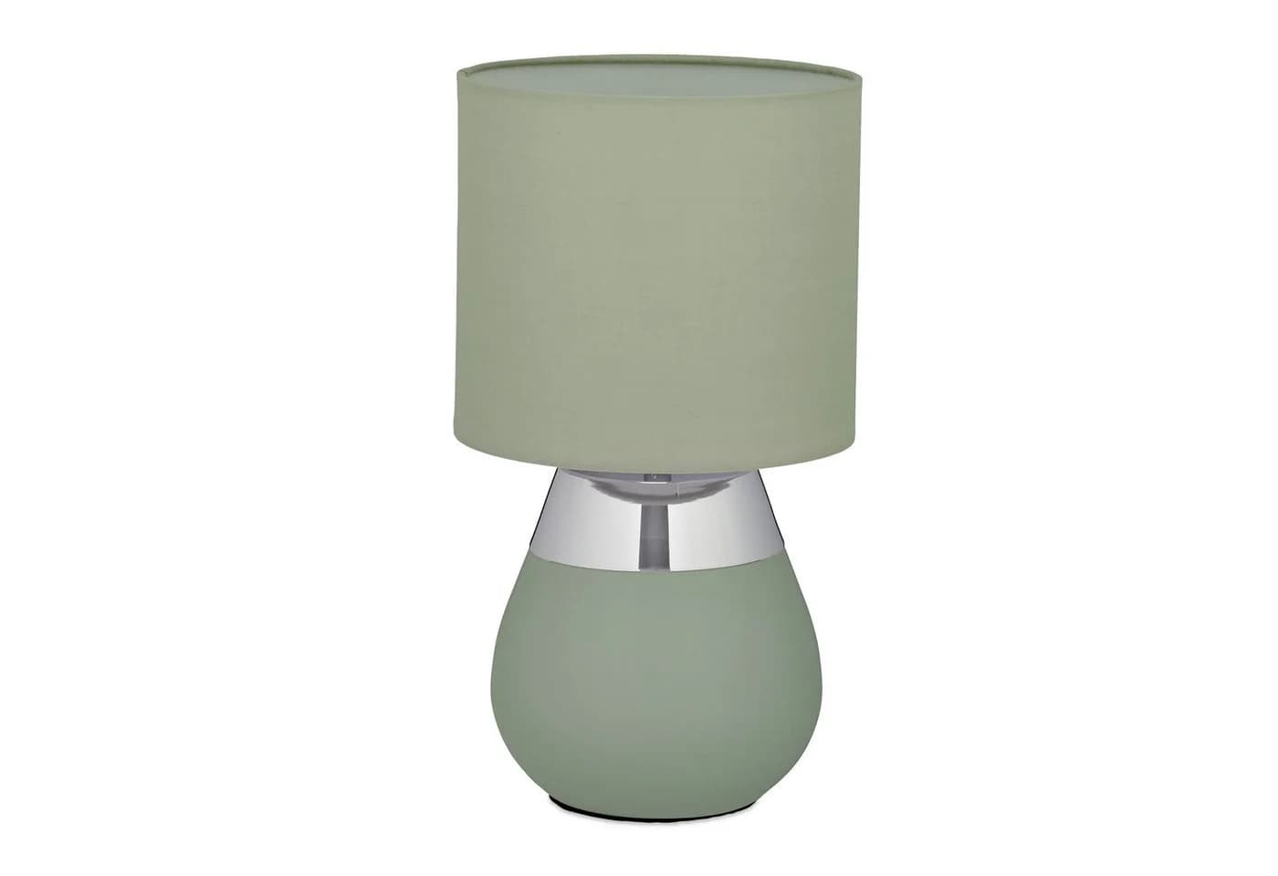 relaxdays Nachttischlampe mit Stoffschirm und Metallfuß - Grün Silber - Bild 2