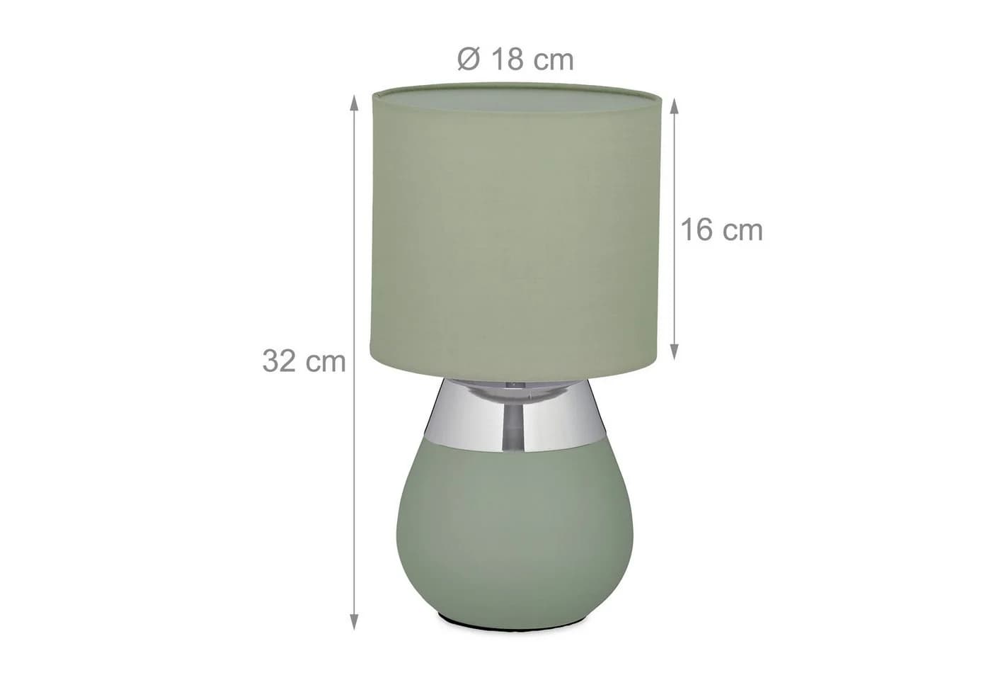 relaxdays Nachttischlampe mit Stoffschirm und Metallfuß - Grün Silber - Bild 4
